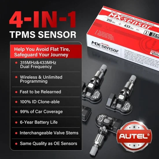 TPMS Датчик за гуми Autel MX-Sensor 433/315MHz, универсален, метален