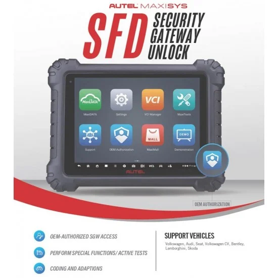 Пакет Autel SFD едногодишен достъп, SFD (Schutz Fahrzeug Diagnose), VW, Audi, Seat, Cupra, Skoda, Lamborghini, Bentley and Bugatti, Cupra