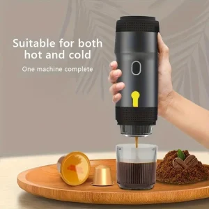  Портативна кафе машина, съвместима с капсули Nespresso, Dolce Gusto и насипно кафе, 72W, 7500mAh акумулаторна батерия