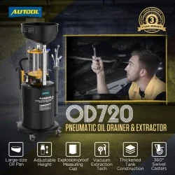 Машина за смяна на масло AUTOOL OD720, източване и събиране на двигателно масло с вакум