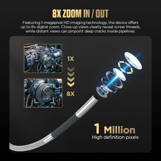 Камера видеоскоп Autool SVB408, 3.9мм с чупеща се глава на 360° в 4 посоки, 6 LED диода, 4.5 инчов HD дисплей