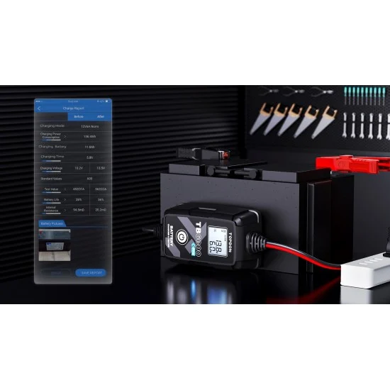 Зарядно и Тестер за акумулатор 2 в 1 Topdon TB6000Pro, Smart управление с телефон, 1-6A, 6-16V