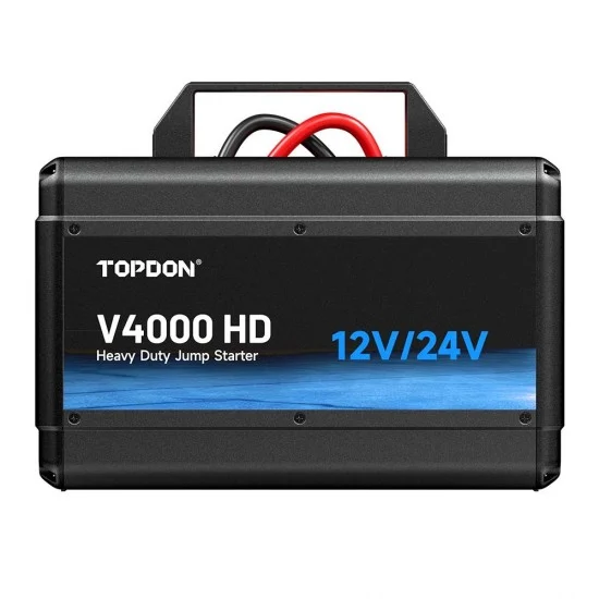 Професионална Външна батерия, Jump Starter 12/24V за тежкотоварни и коли TOPDON V4000 HD, 64000 mAh, подходящ за двигатели до 16L