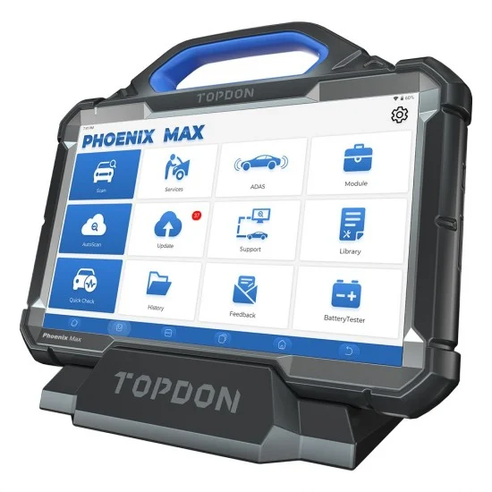 Професионална диагностика за коли и тежкотоварни TOPDON Phoenix MAX, български език, Осцилоскоп, J2534, DOIP, CanFD, с онлайн програмиране, кодиране и включени 2г. ъпдейти, 41 ресет функции, адаптери, FCA+подарък 2 часа обучение
