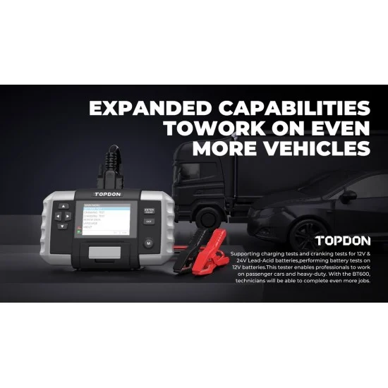 TOPDON BT600 12V – Професионален Тестер за Акумулатори с Вграден Принтер