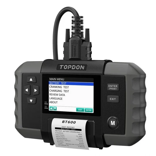 TOPDON BT600 12V – Професионален Тестер за Акумулатори с Вграден Принтер