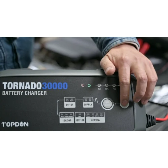 Професионално захранване  за програмиране 12/24V, Jump starter и Smart зарядно Topdon Tornado30000
