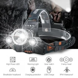 Челник с 3 LED диода и акумулаторни батерии