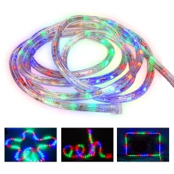 Коледен светещ LED маркуч, 10 м, многоцветен, с адаптор за 220V RGB