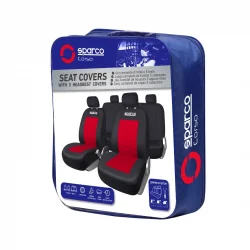 Тапицерия за кола Sparco - 9 части, червена