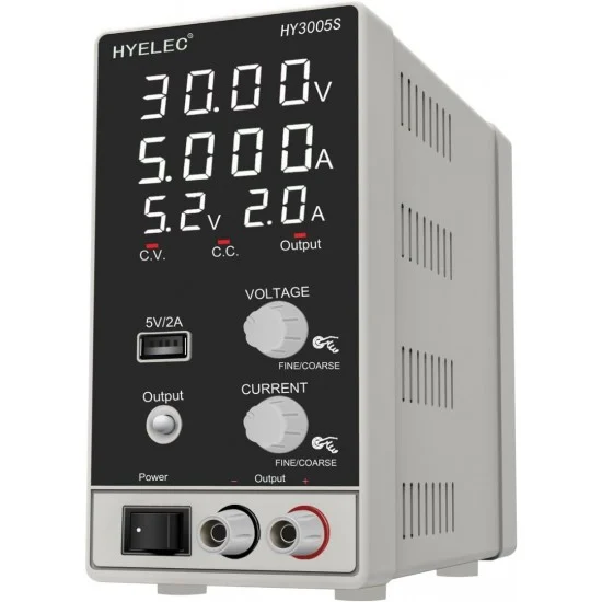 Лабораторно захранване, Импулсно, Напрежение 30V, Ток 5А, Фина и груба настройка