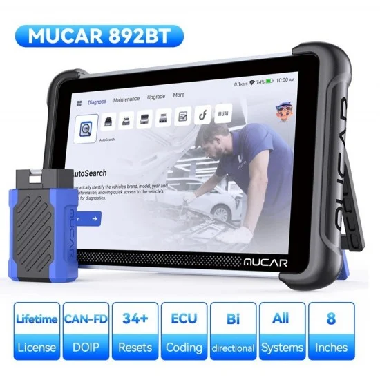 MUCAR 892BT - Автодиагностика на Български, AI, 35 ресет функции, Доживотни ъпдейти